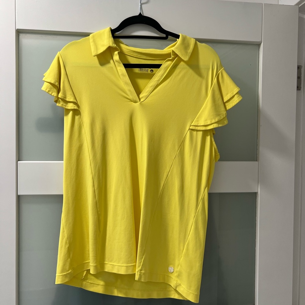 Lilly Pulitzer Sunny Yellow Blouse with Ruffle Sleeves